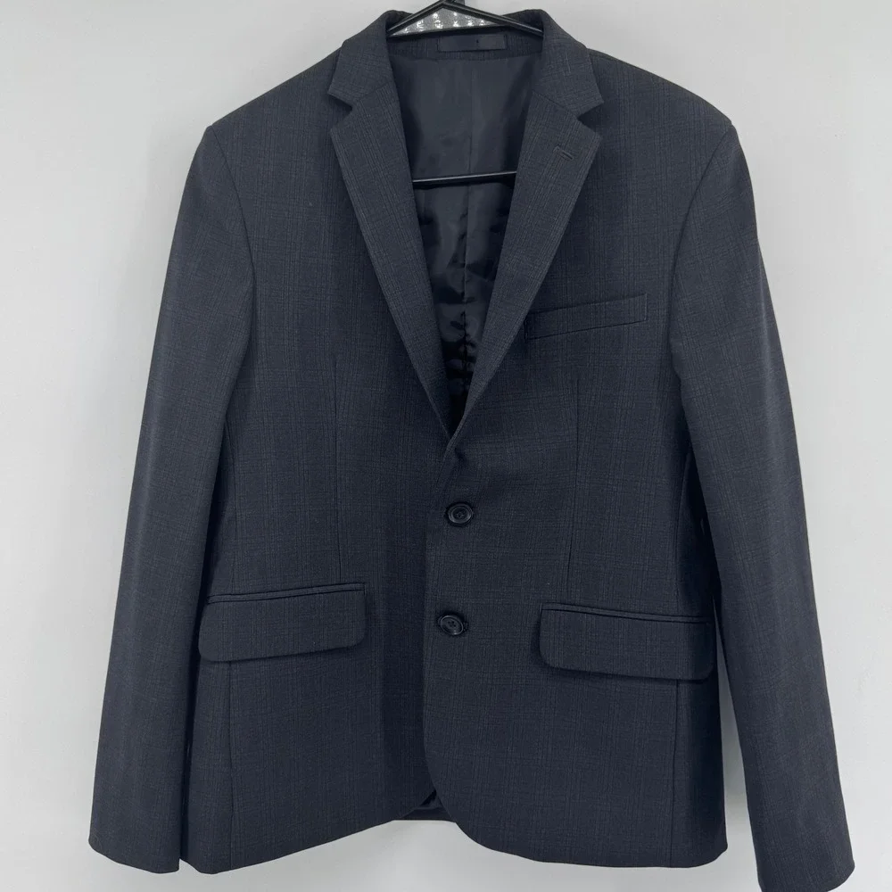 Reaction Kenneth Cole Techni Cole Boys Blazer Suit Jacket‎ Gray Plaid Size 16R